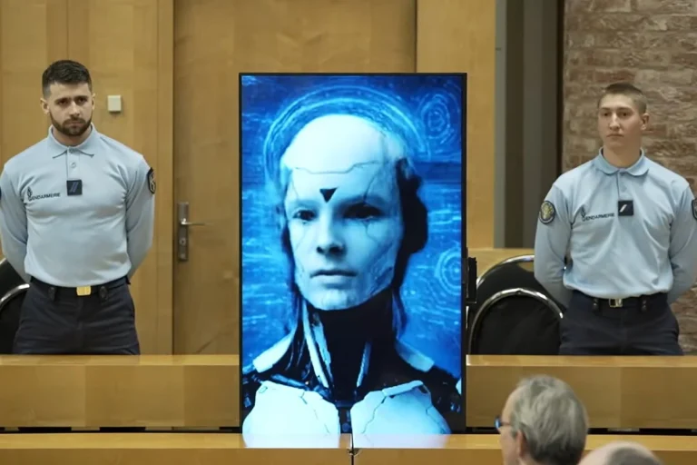 L'intelligence artificielle nommée Lexia était virtuellement présente au procès grâce à un écran diffusant l'image d'un robot.