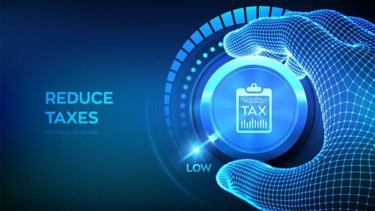 bouton numérique pour faire baisser les taxes. stock-vector-362682162-M