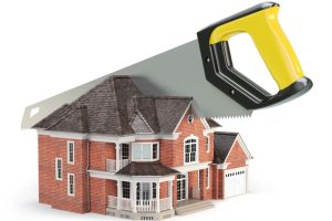 Proportionnalité : Maison sciée en deux. stock-image-201973448-M