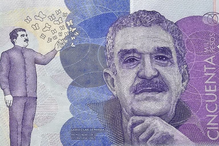 portrait de Gabriel Garcia Marquez sur les billets de 50.000 pesos colombiens.