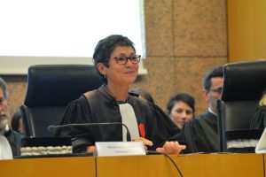 Myriam Bendaoud, présidente du tribunal judiciaire de Versailles, lors de son audience d'installation, le 25 septembre 2026.