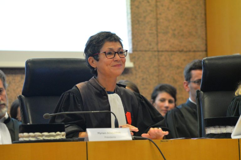 Myriam Bendaoud, présidente du tribunal judiciaire de Versailles, lors de son audience d'installation, le 25 septembre 2026.