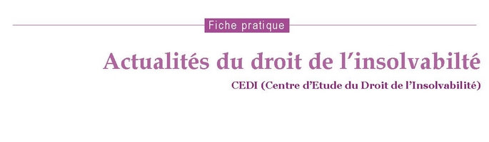 n°127 - Fiche pratique - Actualités du droit de l'insolvabilité